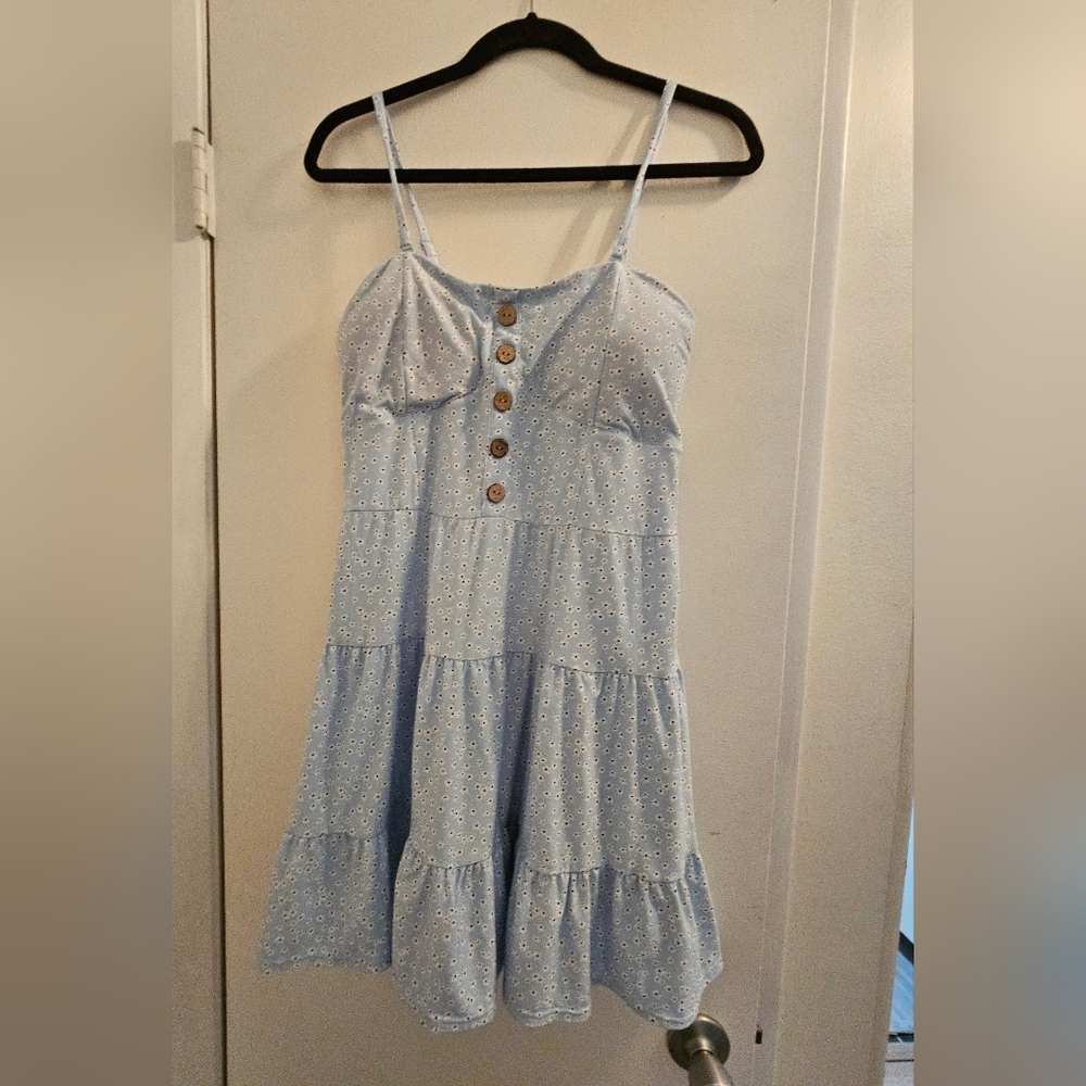 Light Blue Sundress with Button Detail Runs Small